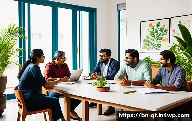 효과적인 목표 달성을 위한 피드백 활용법 - A diverse group of Bengali office colleagues engaged in an open feedback session around a modern con...